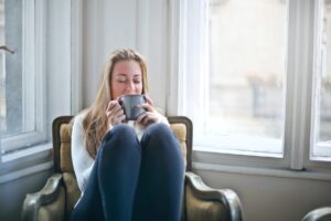 Woman enjoying a peaceful coffee